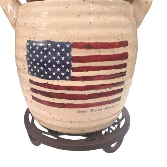 Retired Scentsy “God Bless the USA” Full Size Warmer with Trivet Accessory - Picture 7 of 12